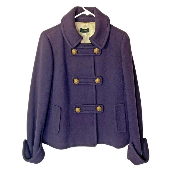 J. Crew Navy Short Wool Pea Coat Size 4 Gold Buttons - Picture 1 of 14